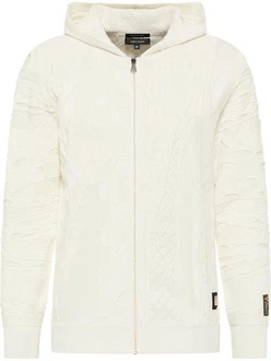 Carlo Colucci Kapuzenstrickjacke Copello Weiß/Creme/Khaki/Beige