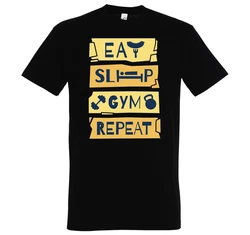 Youth Designz T-Shirt Eat Sleep Gym Repeat Herren Shirt Grün/Dunkelblau