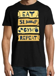 Youth Designz T-Shirt Eat Sleep Gym Repeat Herren Shirt Grün/Dunkelblau