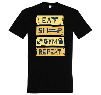 Youth Designz T-Shirt Eat Sleep Gym Repeat Herren Shirt Grün/Dunkelblau