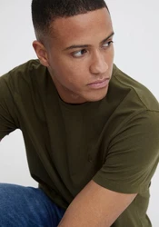 BLEND T-Shirt 'Dinton' Dunkelgrün/Khaki
