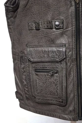 Zimmert Leather Lederweste Nilo Dunkelgrau/Hellgrau/Grau