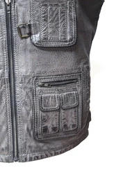 Zimmert Leather Lederweste Nilo Dunkelgrau/Hellgrau/Grau
