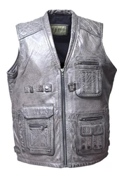 Zimmert Leather Lederweste Nilo Dunkelgrau/Hellgrau/Grau