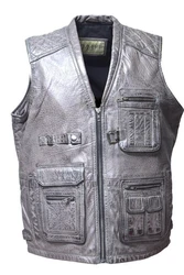 Zimmert Leather Lederweste Nilo Dunkelgrau/Hellgrau/Grau