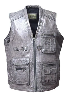 Zimmert Leather Lederweste Nilo Dunkelgrau/Hellgrau/Grau