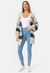 Decay Strickjacke Beige/Blau/Hellblau