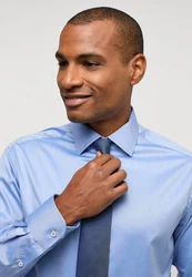 Eterna Langarmhemd MODERN FIT NON IRON Hellblau/Blau