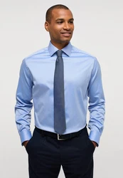 Eterna Langarmhemd MODERN FIT NON IRON Hellblau/Blau