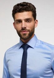 Eterna Langarmhemd SLIM FIT NON IRON Hellblau/Blau