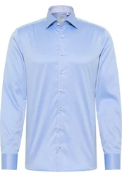 Eterna Langarmhemd SLIM FIT NON IRON Hellblau/Blau