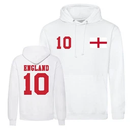 Kapuzenpullover England Herren Hoodie Pullover im Fuball Trikot Look mit trendigem Frontprint