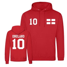 Kapuzenpullover England Herren Hoodie Pullover im Fuball Trikot Look mit trendigem Frontprint