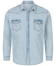 Jeanshemd Herren Jeanshemd Hellblau H-322