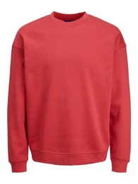 Sweatshirt Basic Langarm Sweater Shirt Rundhals Pullover ohne Kapuze JORBRINK 4508 in Rot