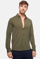Indicode Langarmhemd Theo Dunkelgrün/Khaki