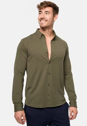 Indicode Langarmhemd Theo Dunkelgrün/Khaki