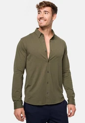 Indicode Langarmhemd Theo Dunkelgrün/Khaki