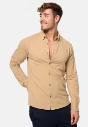 Indicode Langarmhemd Theo Beige/Braun/Khaki