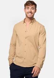 Indicode Langarmhemd Theo Beige/Braun/Khaki