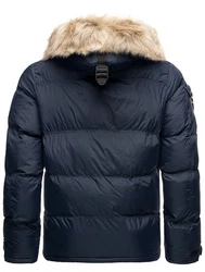 Geographical Norway Steppjacke Outdoor Parka Kapuzenjacke Dunkelblau/Hellblau/Blau