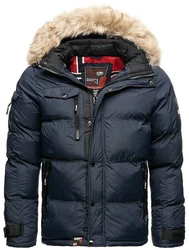 Geographical Norway Steppjacke Outdoor Parka Kapuzenjacke Dunkelblau/Hellblau/Blau