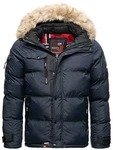 Geographical Norway Steppjacke Outdoor Parka Kapuzenjacke Dunkelblau/Hellblau/Blau