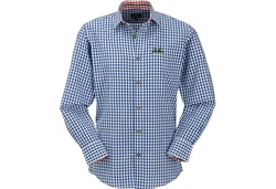 Wiesnknig Outdoorhemd Hemd Hirsch Dunkelblau/Blau/Hellblau