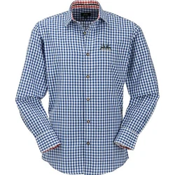 Wiesnknig Outdoorhemd Hemd Hirsch Dunkelblau/Blau/Hellblau