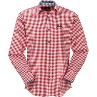 Wiesnknig Outdoorhemd Hemd Hirsch Rot/Dunkelrot