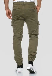 Indicode Herren Cargohose August Dunkelgrün/Khaki