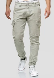 Indicode Herren Cargohose August Khaki/Dunkelgrün
