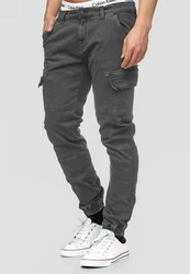 Indicode Herren Cargohose August Dunkelgrau/Khaki/Hellgrau/Grau/Dunkelblau