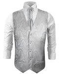 Paul Malone Anzugweste Herren Hochzeitsweste mit Plastron Set (V1, V2, V3) silber/grau