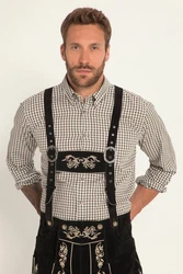 JP1880 Businesshemd Karohemd Trachten Langarm Buttondown-Kragen Grau/Beige/Rot/Gelb