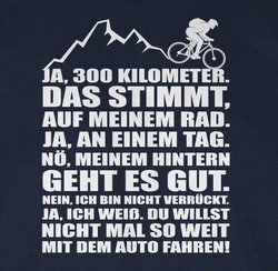 Shirtracer T-Shirt 300 Kilometer mit dem Rad Fahrrad Bekleidung Radsport Dunkelblau/Hellblau/Braun