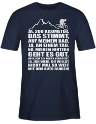 Shirtracer T-Shirt 300 Kilometer mit dem Rad Fahrrad Bekleidung Radsport Dunkelblau/Hellblau/Braun