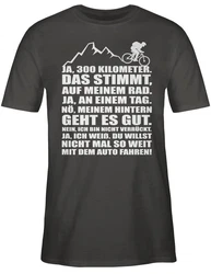 Shirtracer T-Shirt 300 Kilometer mit dem Rad Fahrrad Bekleidung Radsport Braun/Schwarz/Grau/Lila