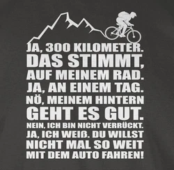 Shirtracer T-Shirt 300 Kilometer mit dem Rad Fahrrad Bekleidung Radsport Braun/Schwarz/Grau/Lila