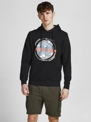 Jack & Jones Longsweatshirt JCOFILT SWEAT HOOD Schwarz/Lila/Hellblau
