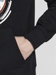 Jack & Jones Longsweatshirt JCOFILT SWEAT HOOD Schwarz/Lila/Hellblau
