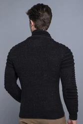 CARISMA Strickpullover mit Schalkragen Schwarz/Dunkelgrau