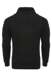 CARISMA Strickpullover mit Schalkragen Schwarz/Dunkelgrau