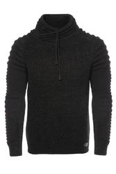 CARISMA Strickpullover mit Schalkragen Schwarz/Dunkelgrau