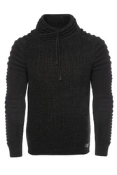 CARISMA Strickpullover mit Schalkragen Schwarz/Dunkelgrau