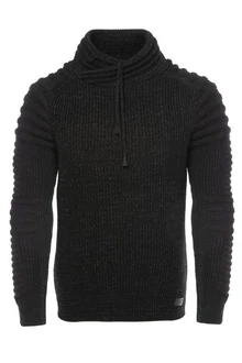CARISMA Strickpullover mit Schalkragen Schwarz/Dunkelgrau