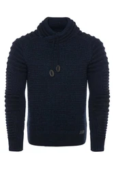 CARISMA Strickpullover mit Schalkragen Dunkelblau