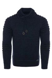 CARISMA Strickpullover mit Schalkragen Dunkelblau