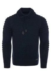 Strickpullover mit Schalkragen und gerippten rmeln