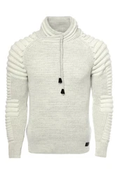 CARISMA Strickpullover mit Schalkragen Grau/Creme/Weiß